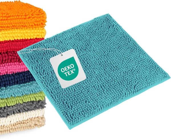 WohnDirect Badematte 45x45 cm | Petrol - rutschfest & Waschbar - Badezimmerteppich zum Set kombinierbar, Badvorleger, WC Garnitur, Badteppich