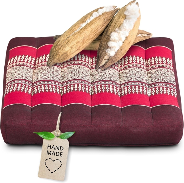 livasia Sitzkissen Sitzkissen 35 cm, vegan und handgefertigt, 35x35x6cm, Kapok