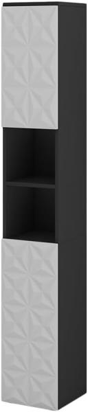 Vicco Hochschrank Badschrank Badezimmermöbel Edge Schwarz Weiß modern 30x190 cm Badkommode Badezimmer Schrank Badmöbel 2 Türen 6 Fächer