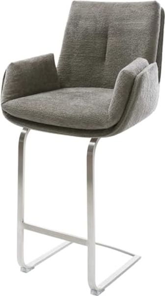 Barstuhl Clea-Flex Bouclé Soft Schlamm Freischwinger Flach Edelstahl Silberfarben