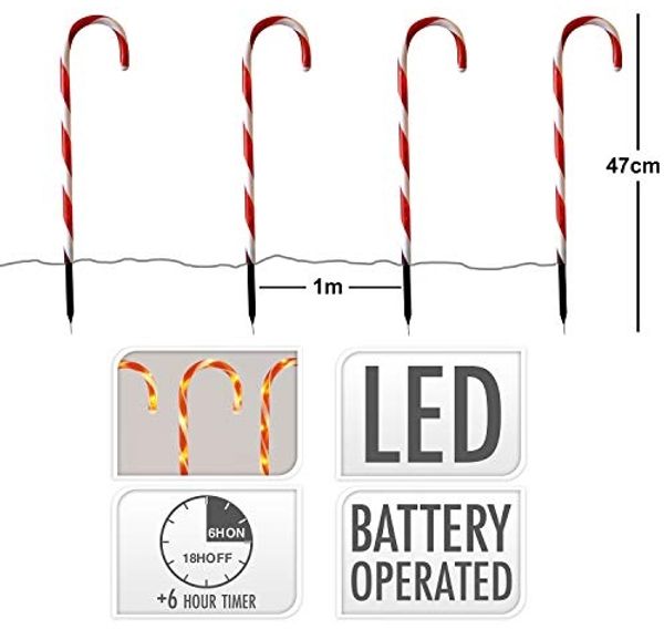 LED-Lichterkette Zuckerstangen 8er-Set Weihnachtsbeleuchtung Weihnachtsdeko Gartenbeleuchtung Gartendeko Winterdekoration Zuckerstange Bild 5