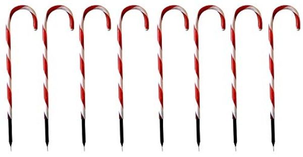LED-Lichterkette Zuckerstangen 8er-Set Weihnachtsbeleuchtung Weihnachtsdeko Gartenbeleuchtung Gartendeko Winterdekoration Zuckerstange