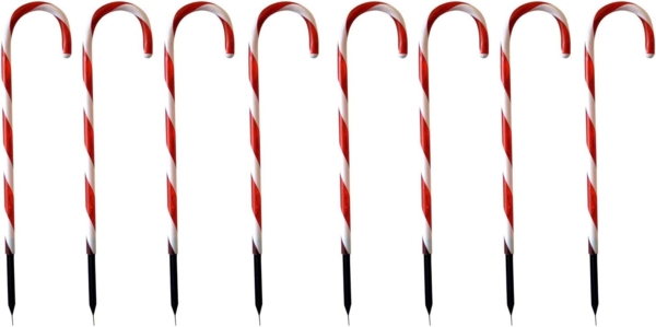 LED-Lichterkette Zuckerstangen 8er-Set Weihnachtsbeleuchtung Weihnachtsdeko Gartenbeleuchtung Gartendeko Winterdekoration Zuckerstange