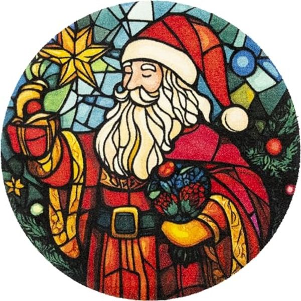 wash+dry by Kleen-Tex Fußmatte Stainglass Santa, rechteckig, Höhe: 9 mm, waschbar und trocknergeeignet