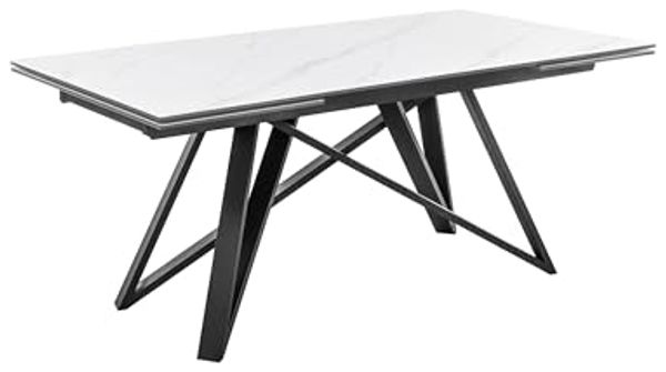 Kulissen-Esstisch >Charly< ausziehbar, weiß, schwarz - 180/280x75x95 (BxHxT)
