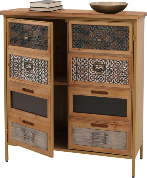 Apothekerkommode HWC-O79, Schrank Highboard Staufächer, Vintage Shabby-Look 94x80x35cm, blau Bild 1