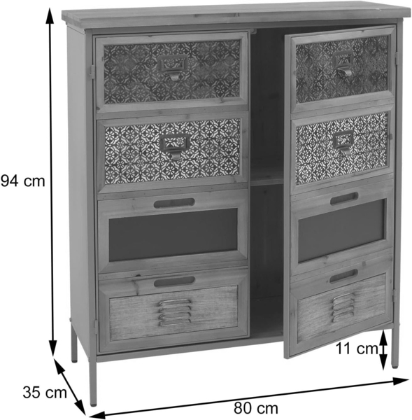 Apothekerkommode HWC-O79, Schrank Highboard Staufächer, Vintage Shabby-Look 94x80x35cm, blau Bild 2