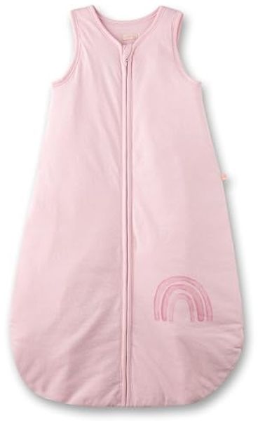 SANETTA Baby-Schlafsack Rosa | Praktischer und bequemer Unisex-Schlafsack aus Bio-Baumwolle. Baby-Schlafsack mit Reißverschluss und Regenbogen-Print | Baby Sleeping Bag
