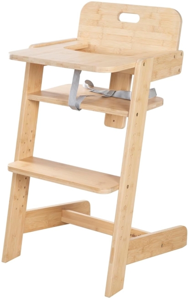 roba® Hochstuhl Nature Up - Hochstuhl aus Bambus Holz - Mitwachsend mit Essbrett, 3-Punkt-Gurt - Bis 70 kg belastbar - Natur