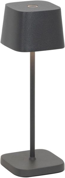 Zafferano, Ofelia Micro Lampe, Kabellose, Wiederaufladbare Tischlampe mit Touch Control, Auch für den Außenbereich Geeignet, Dimmer, 2200-3000 K, Höhe 20 cm, Farbe Dunkelgrau