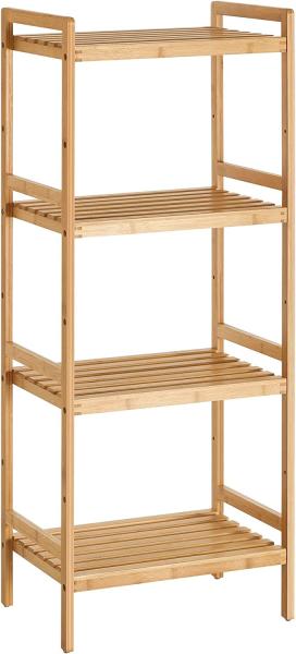 Songmics Bambusregal, Küchenregal, Badregal, Bücherregal, Standregal mit 4 Ablagen, 45 x 31,5 x 111 cm, für Bad, Küche, Wohnzimmer, Schlafzimmer, Balkon, naturfarben BCB074N01