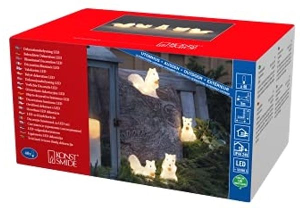LED Lichterkette Acryl Eichhörnchen - 5 Leuchtfiguren - 40 warmweiße LED - Trafo - für Außen