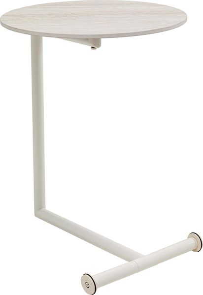 Kare Design Beistelltisch Easy Living, Greige, 46cm Durchmesser, Couchtisch, Travertinstein Optik, Stahlgestell, Modern, Rund, Wohnzimmer