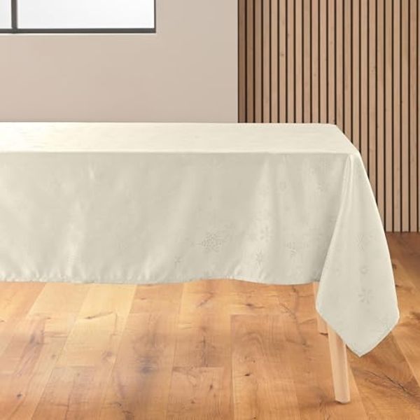 Douceur d'Intérieur, Tischdecke, rechteckig (140x240 cm) natürliche Schneeflocken, Jacquard