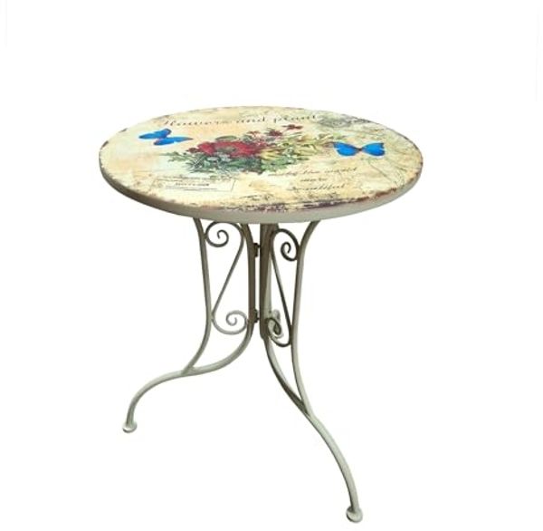 HTI-Living Gartentisch Metalltisch Flowers and Plants (Stück, 1-St, 1 Tisch), Gartentisch nostalgisch mit Motiv
