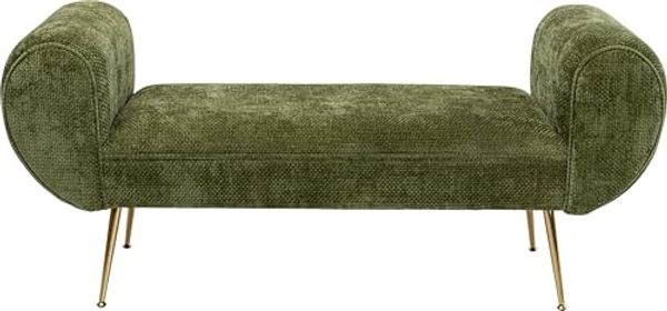 Kare Design Bank Trono, Grün, Sitzhöhe 41 cm, Retro Stil, 1-2 Personen, mit Armlehnen, Sitzbank, Polsterbank