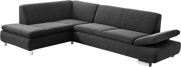 Terrence Ecksofa Strukturgewebe Schwarz Metallfüße verchromt