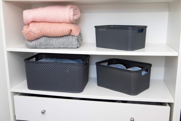 BranQ - Home essential Korb in Rattan Design 2er Set Grösse L 19l, Anthrazit, 2, 5901098046206 Bild 4