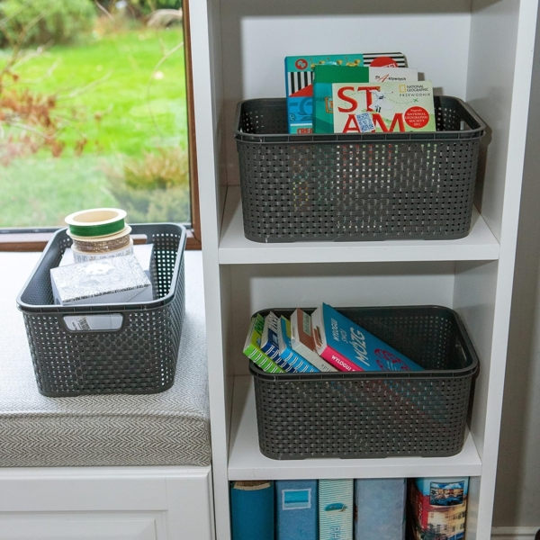 BranQ - Home essential Korb in Rattan Design 2er Set Grösse L 19l, Anthrazit, 2, 5901098046206 Bild 6