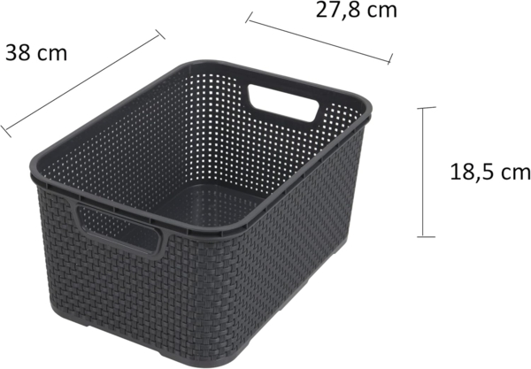 BranQ - Home essential Korb in Rattan Design 2er Set Grösse L 19l, Anthrazit, 2, 5901098046206 Bild 2