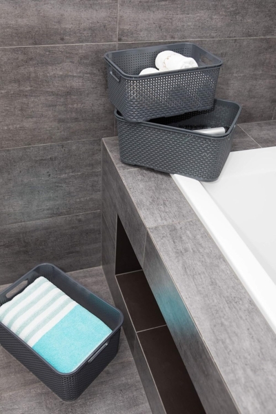 BranQ - Home essential Korb in Rattan Design 2er Set Grösse L 19l, Anthrazit, 2, 5901098046206 Bild 3