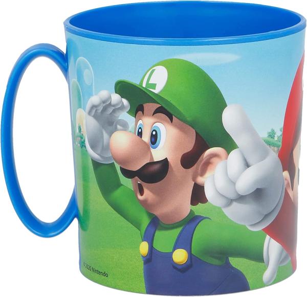 Super Mario Becher Mikrowellengeeigneter Kunststoffbecher 390 ml – Motivbecher für Kinder
