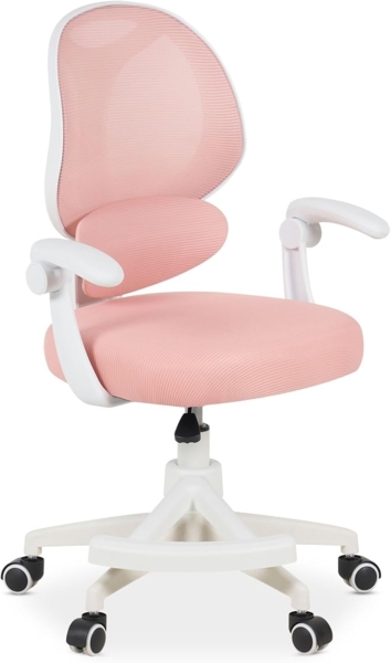 IDIMEX Drehstuhl ISLA, Schreibtischstuhl mit Fußstütze ergonomisch höhenverstellbar Pink