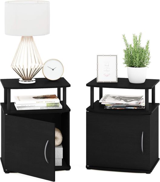 Furinno JAYA Utility Design Beistelltisch, Nachttisch, Schwarz, 2er Set, 48 (B) x 61. 2 (H) x 39. 4 (T) cm