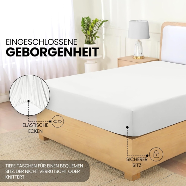 Utopia Bedding - Spannbettlaken 200x220 cm - Weiß - Gebürstete Mikrofaser Spannbetttuch - 35 cm Tiefe Tasche Bild 4