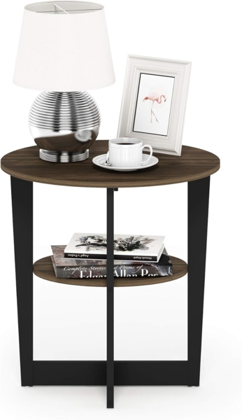 Furinno Jaya Oval Beistelltisch, Holz, Columbia Walnuss/Schwarz, 1-Pack Bild 4