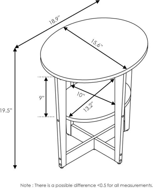 Furinno Jaya Oval Beistelltisch, Holz, Columbia Walnuss/Schwarz, 1-Pack Bild 3
