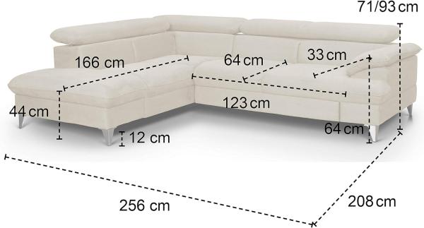 Mivano Schlafsofa David / Moderne Eckcouch mit verstellbaren Kopfstützen, Schlaffunktion und Stauraum / 256 x 71 x 208 / Mikrofaser-Bezug, Hellbraun Bild 6