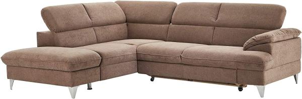 Mivano Schlafsofa David / Moderne Eckcouch mit verstellbaren Kopfstützen, Schlaffunktion und Stauraum / 256 x 71 x 208 / Mikrofaser-Bezug, Hellbraun Bild 5