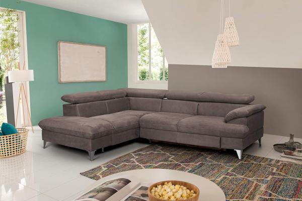 Mivano Schlafsofa David / Moderne Eckcouch mit verstellbaren Kopfstützen, Schlaffunktion und Stauraum / 256 x 71 x 208 / Mikrofaser-Bezug, Hellbraun Bild 2