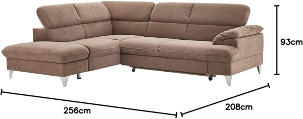 Mivano Schlafsofa David / Moderne Eckcouch mit verstellbaren Kopfstützen, Schlaffunktion und Stauraum / 256 x 71 x 208 / Mikrofaser-Bezug, Hellbraun Bild 12