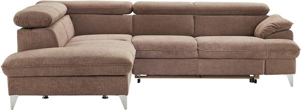 Mivano Schlafsofa David / Moderne Eckcouch mit verstellbaren Kopfstützen, Schlaffunktion und Stauraum / 256 x 71 x 208 / Mikrofaser-Bezug, Hellbraun Bild 9