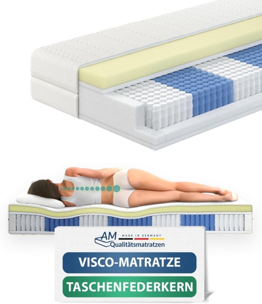 AM Qualitätsmatratzen 'Visco-Taschenfederkernmatratze', H3, 90x200 cm
