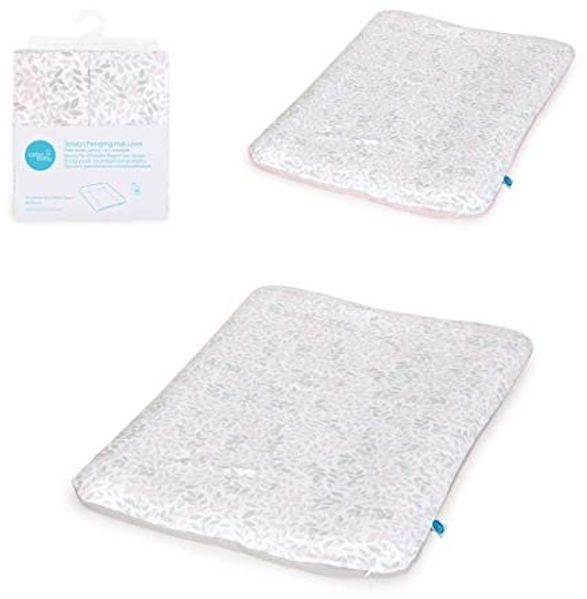 Ceba Baby Bezug für Wickelauflage - 2er Set Wickelauflagenbezüge - Überzug für weiche Wickelunterlage in Größe 50x70 cm mit Reißverschluss - Baumwolle Jersey, extra dick - Blätter + Blätter