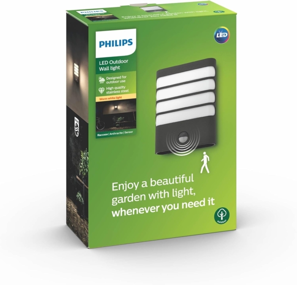 Philips myGarden Led-wandleuchte mit IR-Sensor Raccoon, anthrazit
