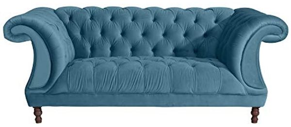 Ivette Sofa 2-Sitzer Samtvelours Petrol Buche Nussbaumfarben