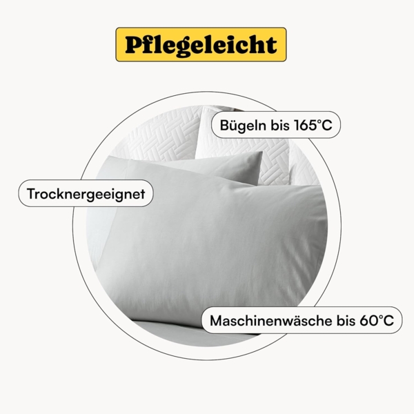 Seralino Seitenschläferkissenbezug Mako Satin Kissenbezug (100% Bio Baumwolle) weich, hautfreundlich, (2 Stück), Fairtrade/ GOTS zertifizierte uni Kissenhülle mit Reißverschluss Bild 6