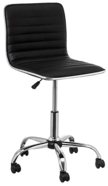 DRW Bürostuhl aus Kunstleder und Metall in Schwarz und Chrom