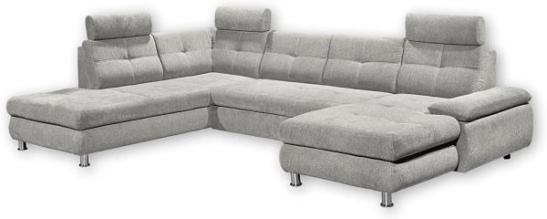 Wohnlandschaft Alba von ED Exciting Design mit Schlaffunktion & Bettkasten – U-Form Sofa aus hochwertigem Brego-Stoff