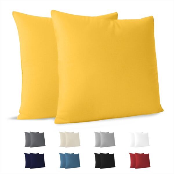 Dreamzie Kissenbezug 65x65 (Set mit 2) - 100% Jersey Baumwolle 150 g/qm Kissenbezüge -Gelb - Für Kissenbezüge 65x65 - Kissenhülle - Resistent und Hypoallergen