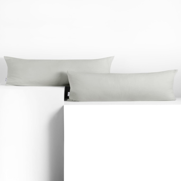 DecoKing 2 Kissenbezüge 20x120 cm Jersey 100% gekämmte Baumwolle Reißverschluss Silber Amber