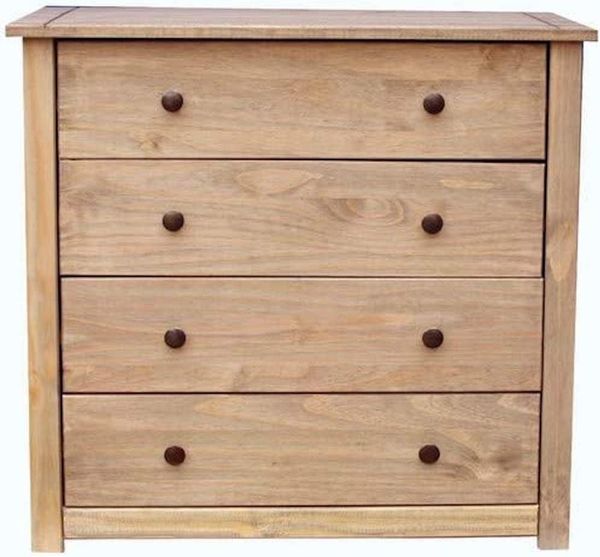 Home Discount Panama Aufbewahrungs Truhe 4 Schublade, Eiche Natur Wachs Finish massiv Schlafzimmer Möbel, Beige