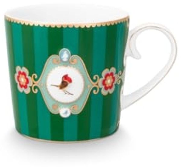PiP Studio Tasse Henkelbecher Love Birds Stripes Emerald Grün (150ml)