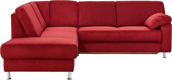 Cavadore Ecksofa Belfast mit Federkern / Eckcouch mit Vorziehsitz und Bettkasten im modernen Design, Mikrofaser rot, 243 x 88 x 218 cm Bild 3