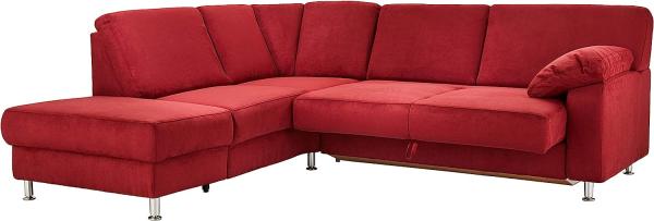 Cavadore Ecksofa Belfast mit Federkern / Eckcouch mit Vorziehsitz und Bettkasten im modernen Design, Mikrofaser rot, 243 x 88 x 218 cm Bild 5