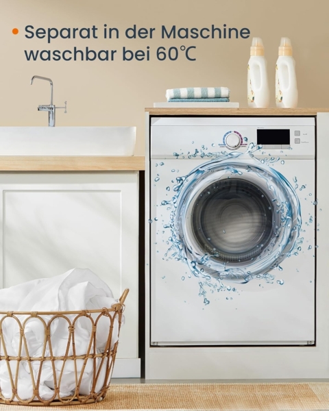 Songmics HOME Bettdecke, 2-in-1, 200x200 cm, 150 GSM Sommerdecke, 350 GSM Winterdecke, 500 GSM ganzjährige Decke, 4 Jahreszeiten, wolkenweiß Bild 7